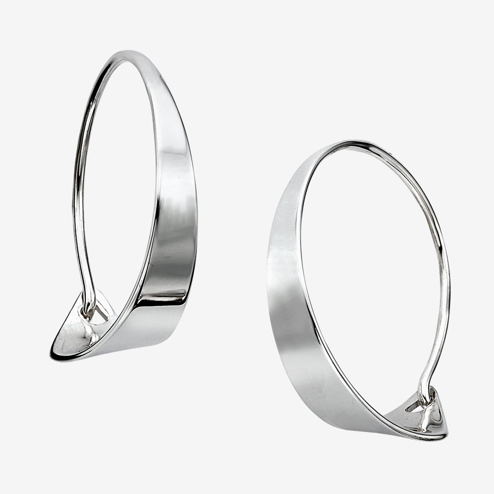 Ed Levin Designs: Earrings: French Hoop, Silver