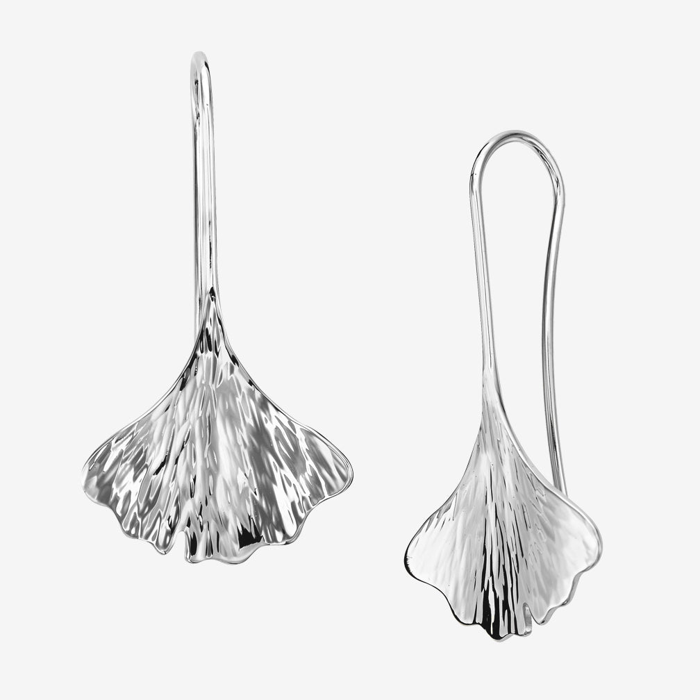 Ed Levin Designs: Earrings: Gingko, Silver