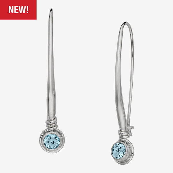 Ed Levin Designs: Earrings: Jazzy, Silver with Blue Topaz