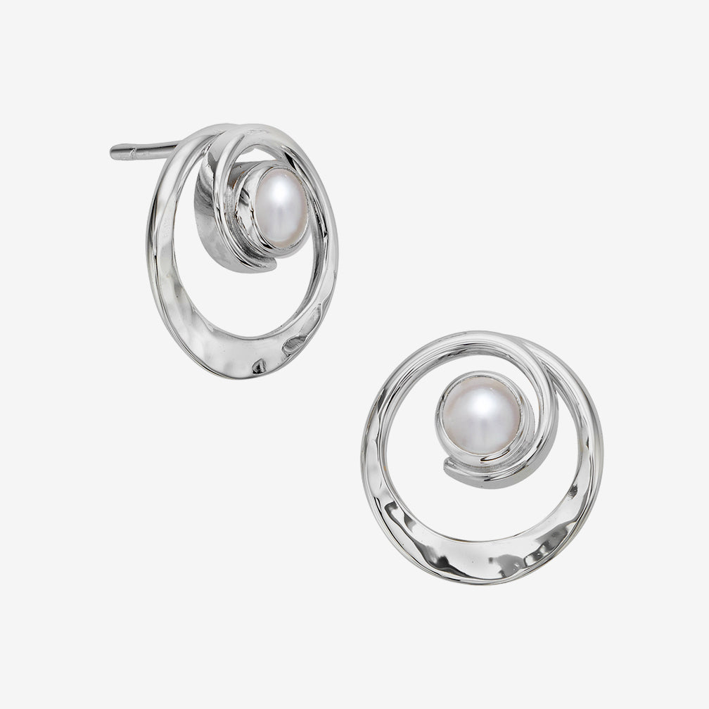 Ed Levin Designs: Post Earrings: Posy, Silver with Pearls
