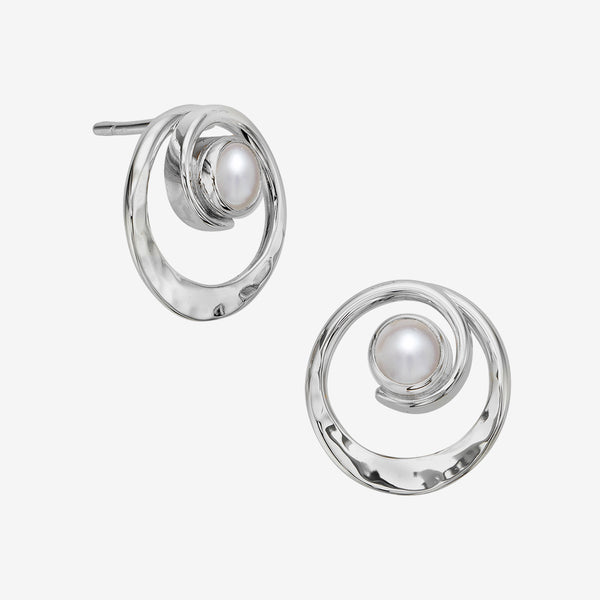 Ed Levin Designs: Post Earrings: Posy, Silver with Pearls