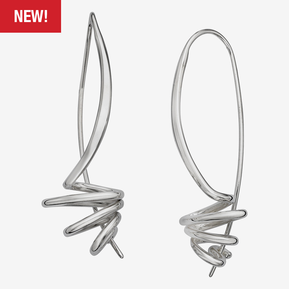 Ed Levin Designs: Earrings: Tempest, Silver