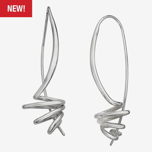 Ed Levin Designs: Earrings: Tempest, Silver