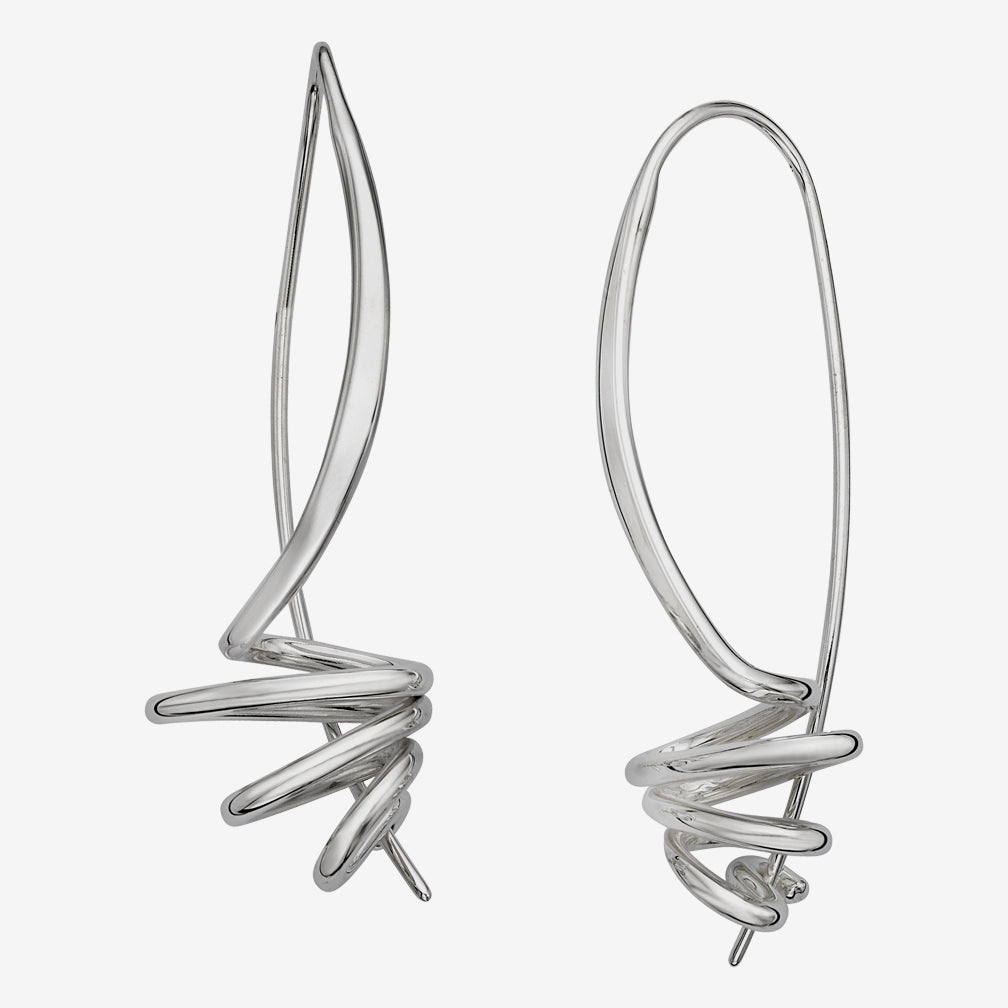 Ed Levin Designs: Earrings: Tempest, Silver