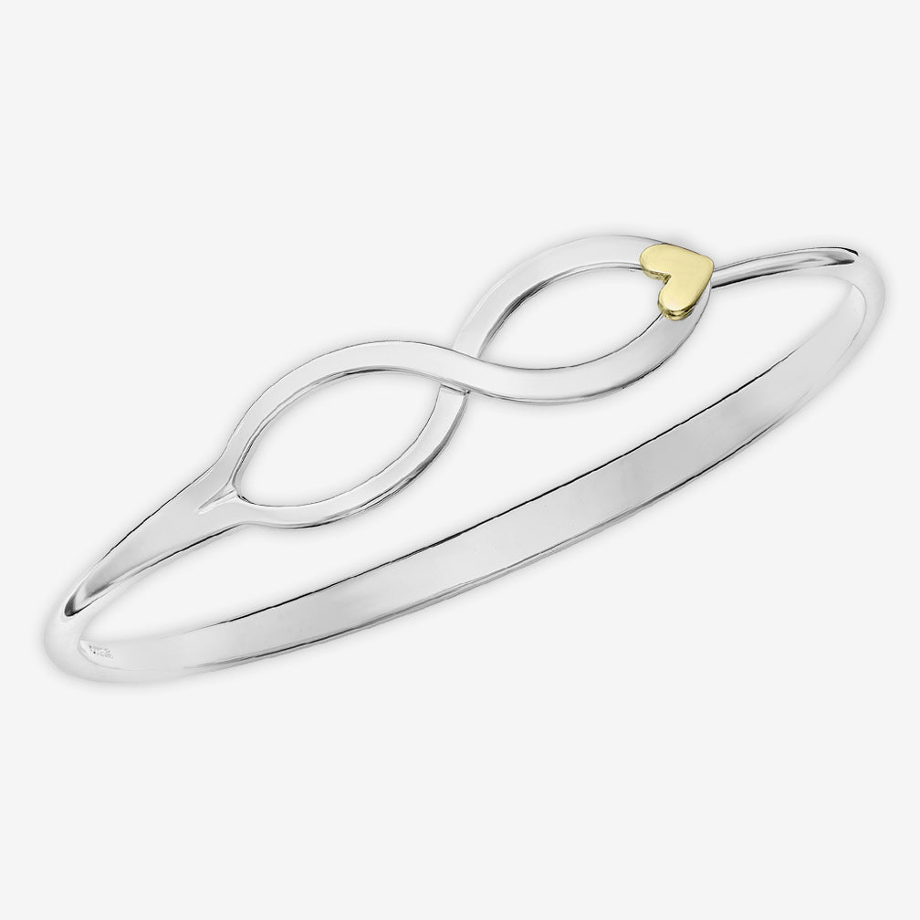 Ed Levin Designs: Bracelet: Endless, Sterling Silver with 14K Gold Heart Accent