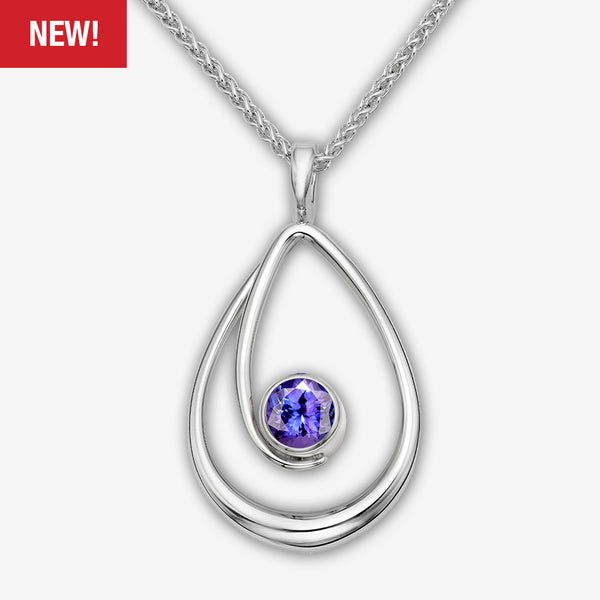 Ed Levin Designs: Necklace: Felicity Pendant, Silver with Iolite 18"