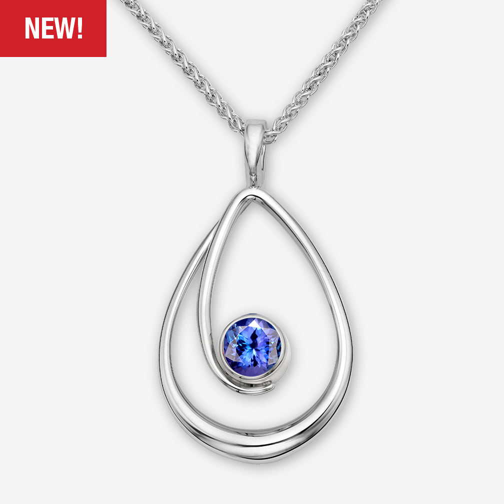 Ed Levin Designs: Necklace: Felicity Pendant, Silver with Iolite 18"
