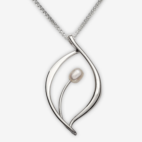 Ed Levin Designs: Necklace: Jonquil Pendant, Silver with Freshwater Pearl