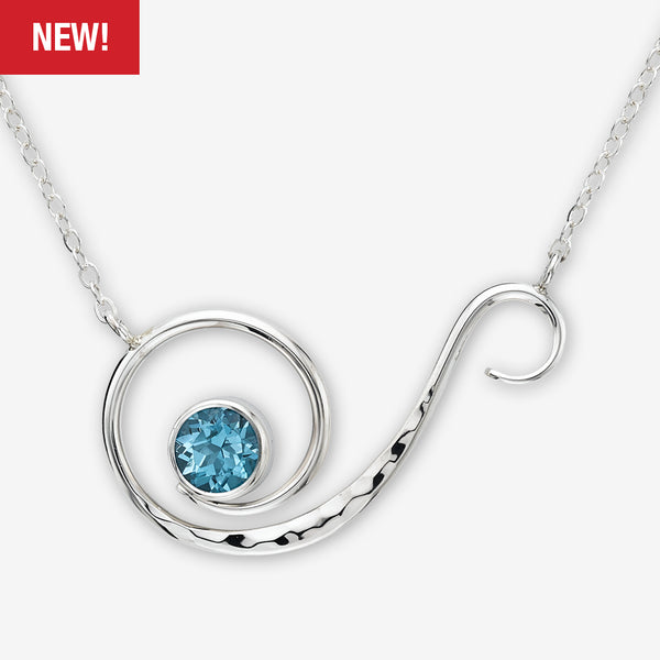 Ed Levin Designs: Necklace: Poseidon, Silver with Blue Topaz