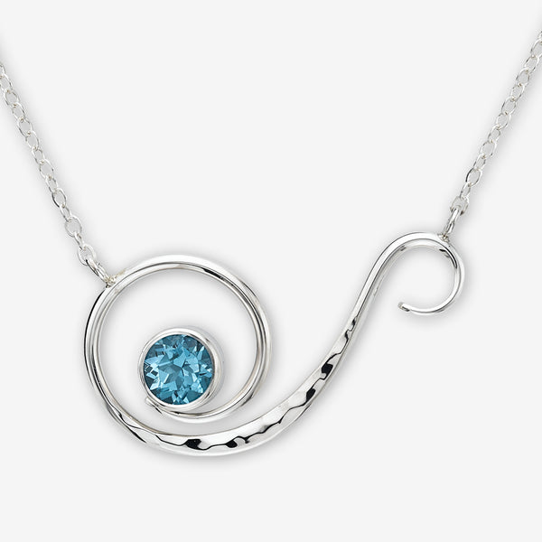 Ed Levin Designs: Necklace: Poseidon, Silver with Blue Topaz