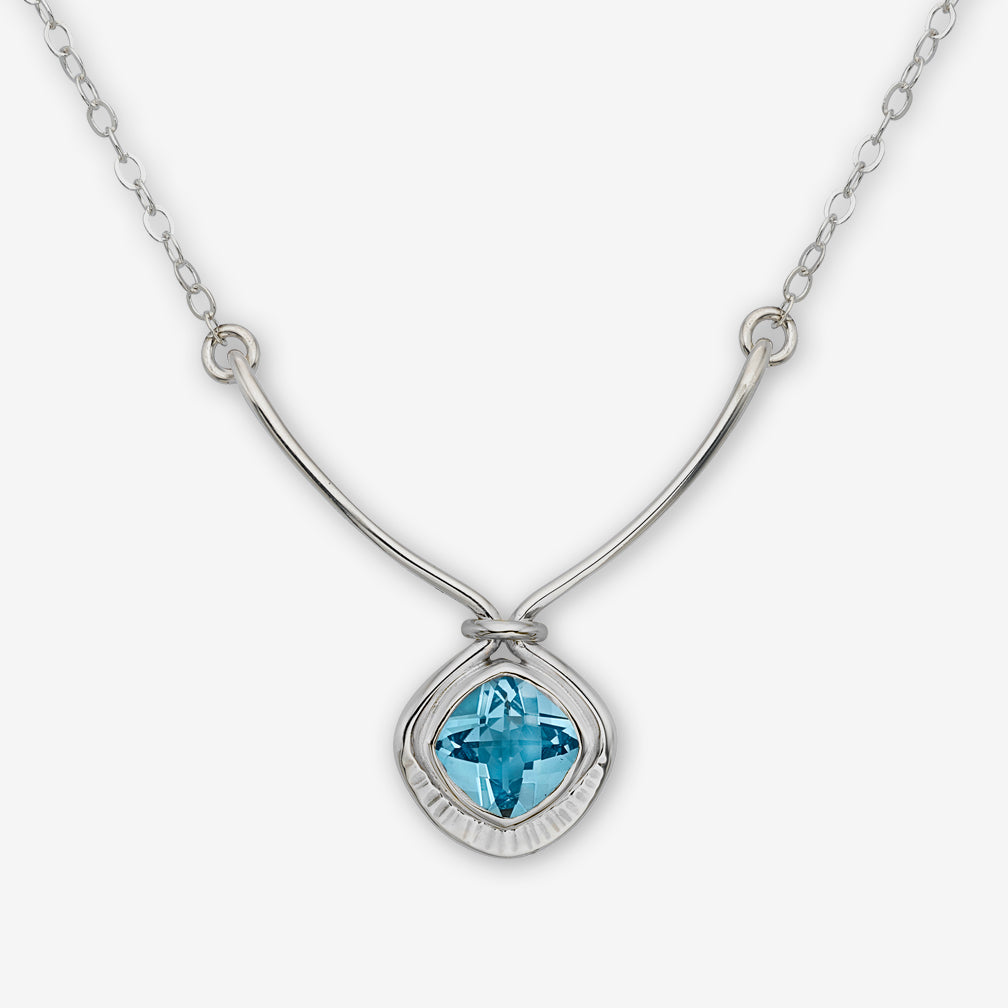 Ed Levin Designs: Necklace: Regal, Silver with Blue Topaz 18"