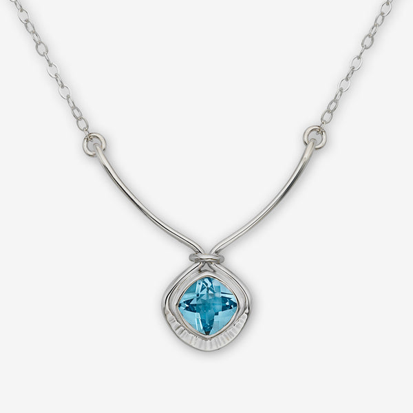Ed Levin Designs: Necklace: Regal, Silver with Blue Topaz 18"