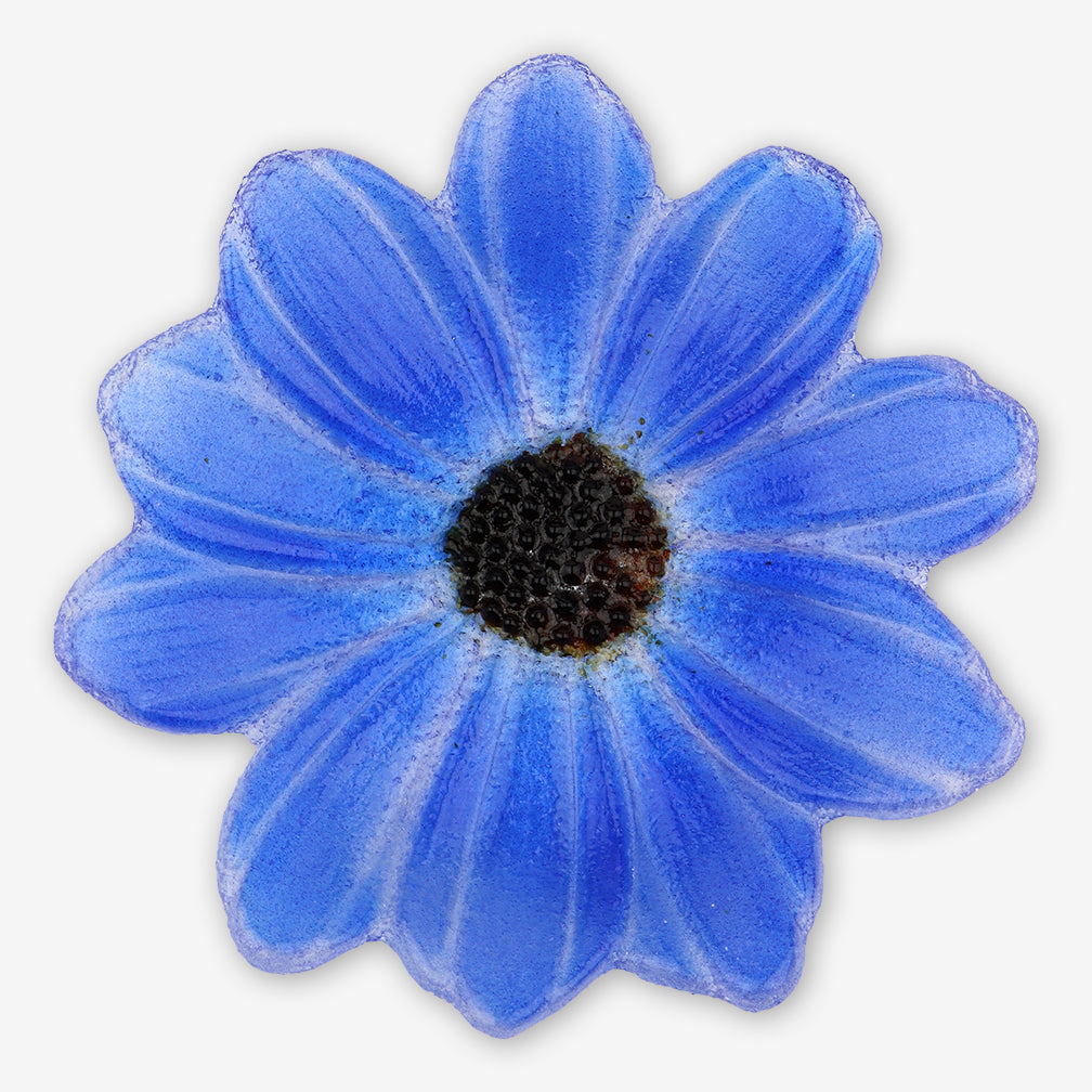 Free Spirit Glass Art Dish: 6 Daisy, Blue