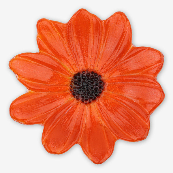 Free Spirit Glass Art Dish: 6 Daisy, Orange