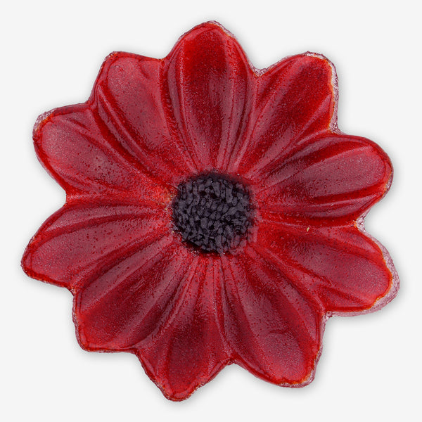 Free Spirit Glass Art Dish: 6 Daisy, Red