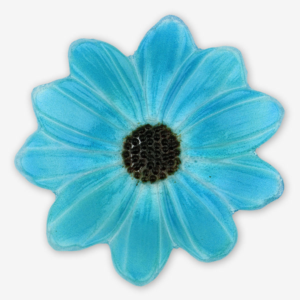 Free Spirit Glass Art Dish: 6 Daisy, Turquoise