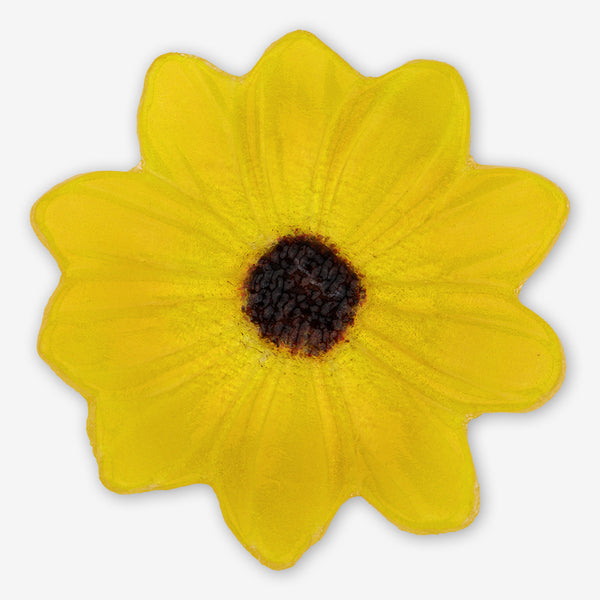 Free Spirit Glass Art Dish: 6 Daisy, Yellow