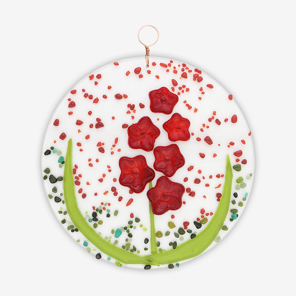 Free Spirit Glass Art Larkspur: 7.5 Red Round Hanging