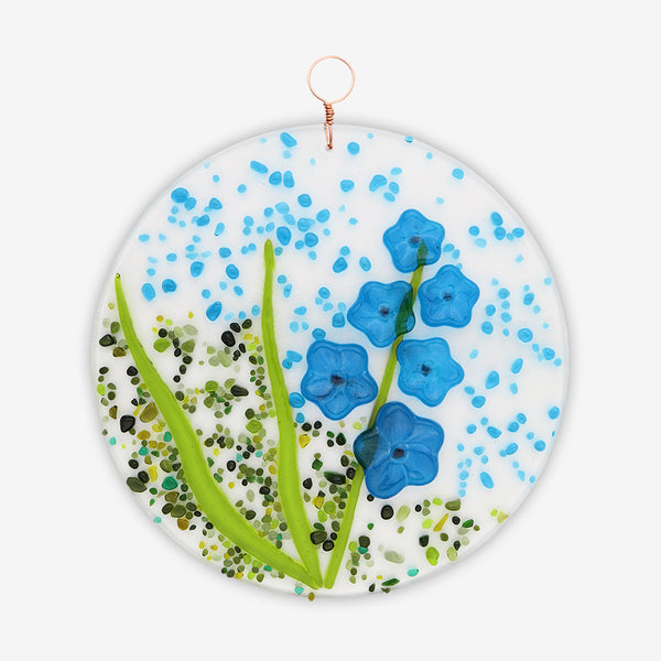 Free Spirit Glass Art Larkspur: 7.5 Turquoise Round Hanging