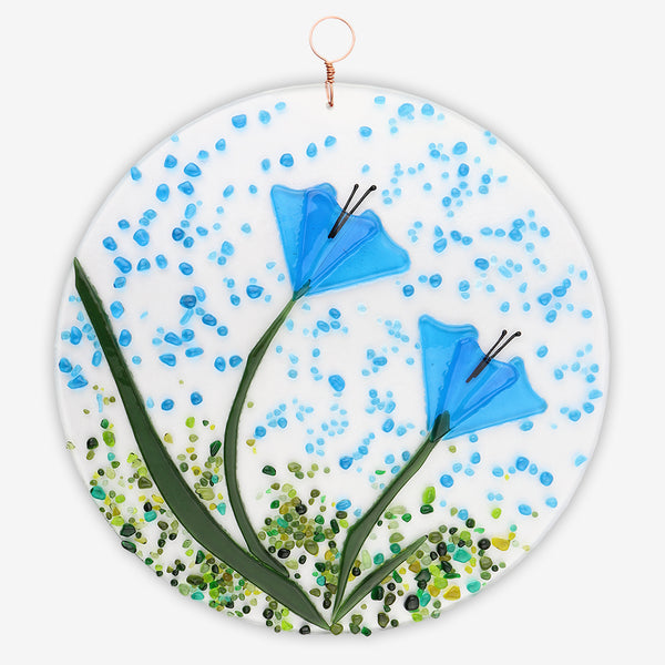 Free Spirit Glass Art Poppy: 9 Turquoise Round Hanging