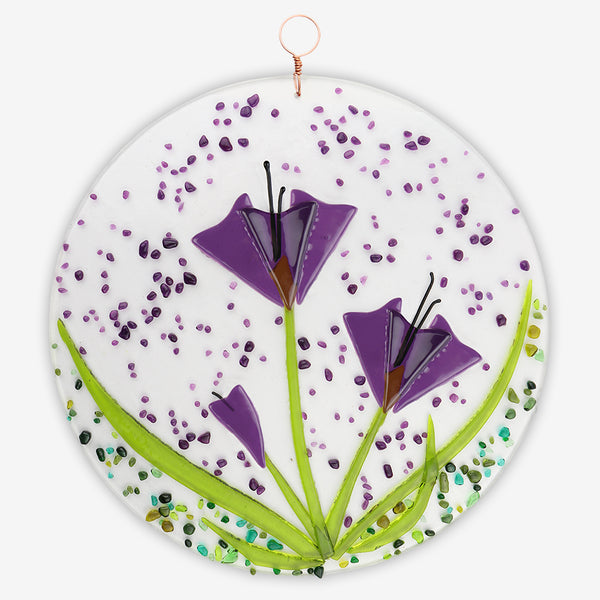 Free Spirit Glass Art Poppy: 9 Violet Round Hanging