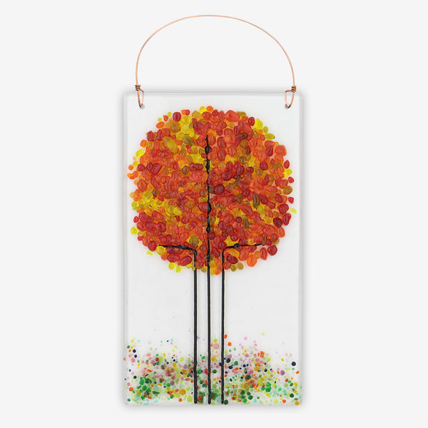 Free Spirit Glass Art Seasons: 4x7 Autumn Vertical Hanging