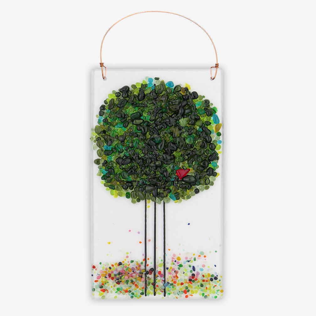 Free Spirit Glass Art Seasons: 4x7 Summer Bird Vertical Hanging