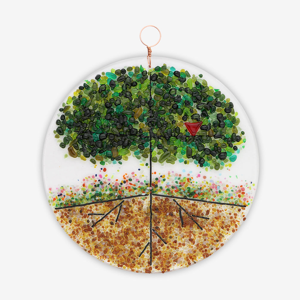 Free Spirit Glass Art Seasons: 7.5 Tree of Life Round Hanging