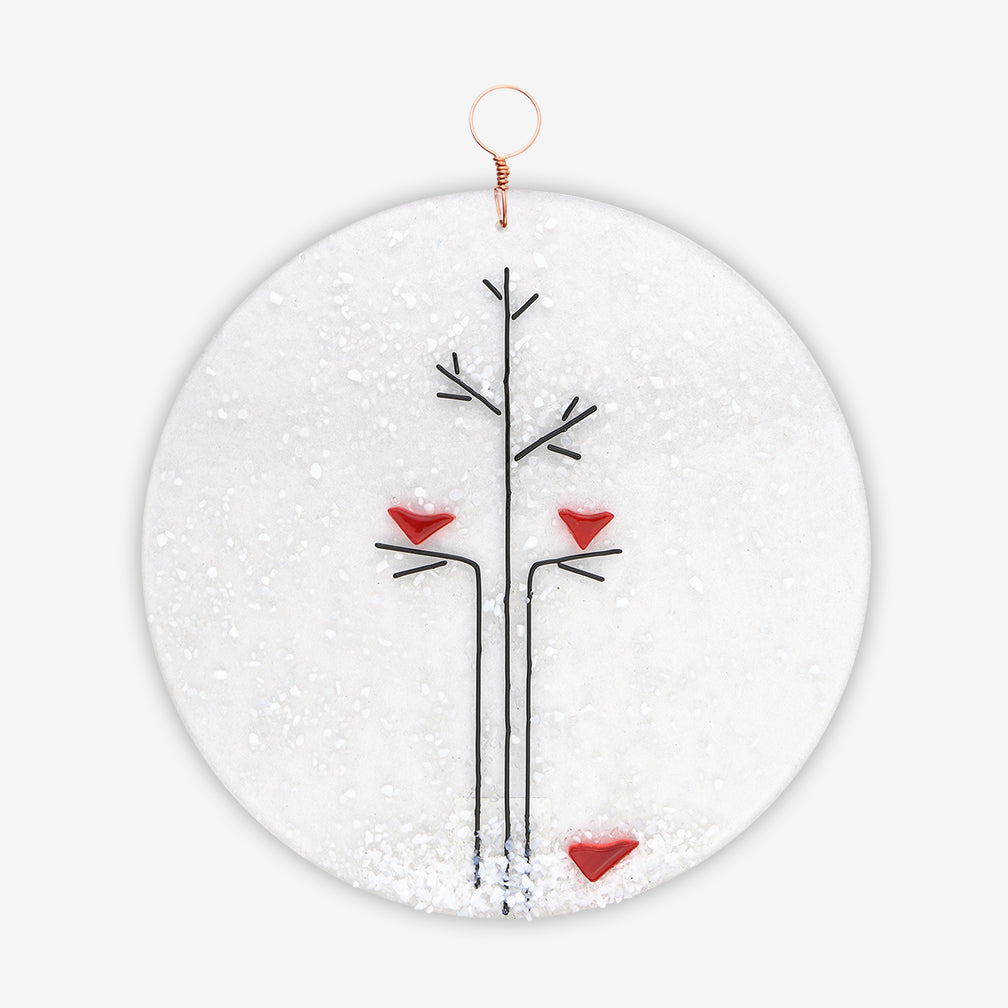 Free Spirit Glass Art Seasons: 7.5 Winter Bird Round Hanging
