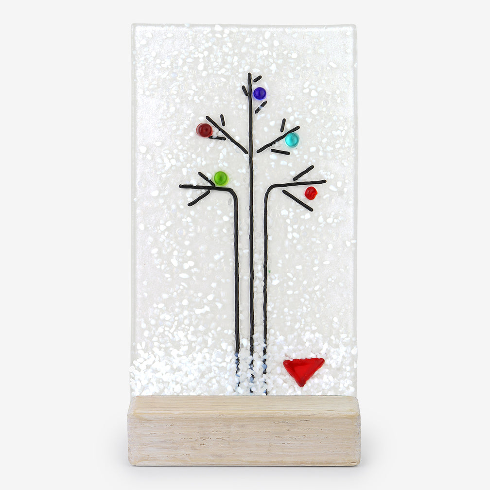 Free Spirit Glass Art Seasons: 4x7 Winter Decorated Vertical in Stand