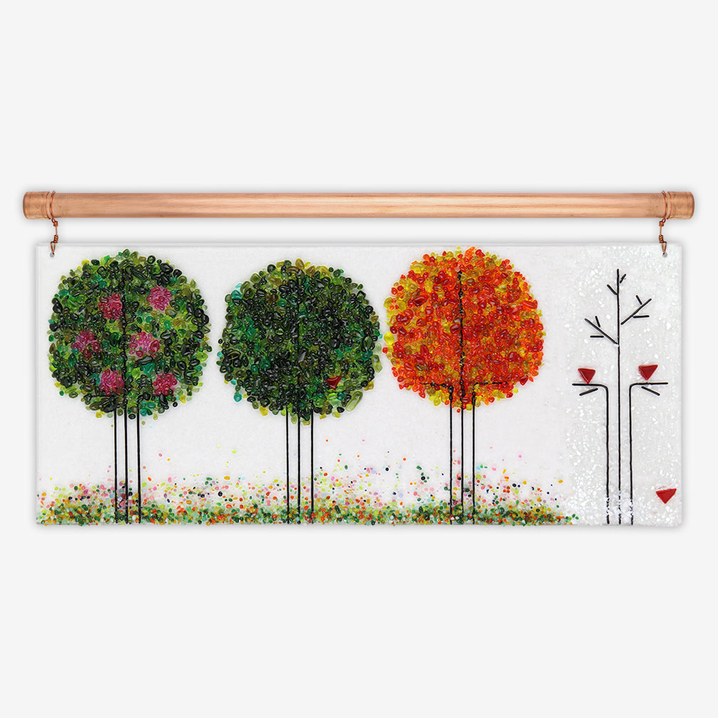 Free Spirit Glass Art Seasons: 7x16 Four Seasons Horizontal Hanging