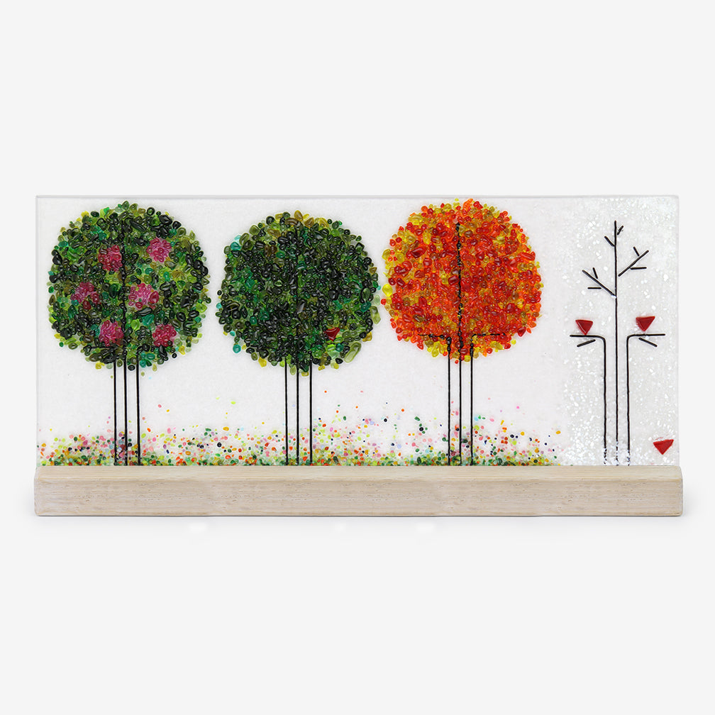 Free Spirit Glass Art Seasons: 7x16 Four Seasons Horizontal in Stand