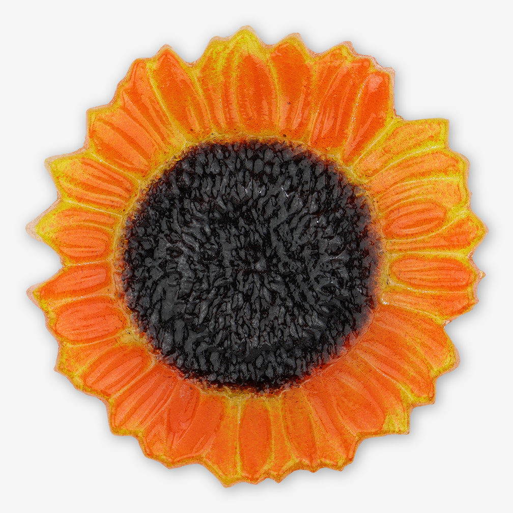 Free Spirit Glass Art Dish: 6 Sunflower, Yellow/Orange