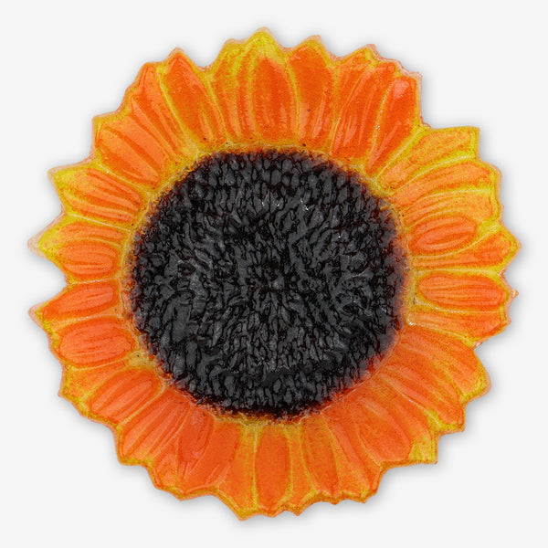 Free Spirit Glass Art Dish: 6 Sunflower, Yellow/Orange