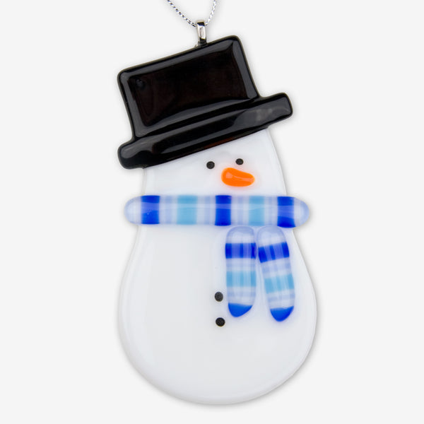 Glassworks Northwest: Fused Glass Ornaments: Snowman Blues