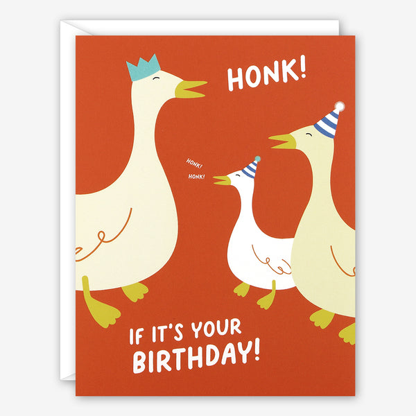 Graphic Anthology Birthday Card: Honk/Party Geese