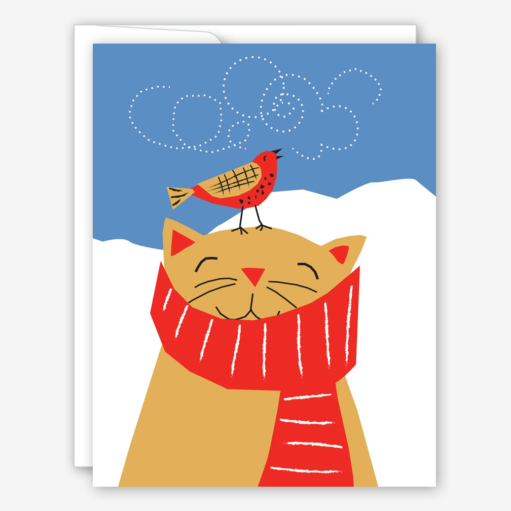 Great Arrow Christmas Card: Holiday Bird On Cat