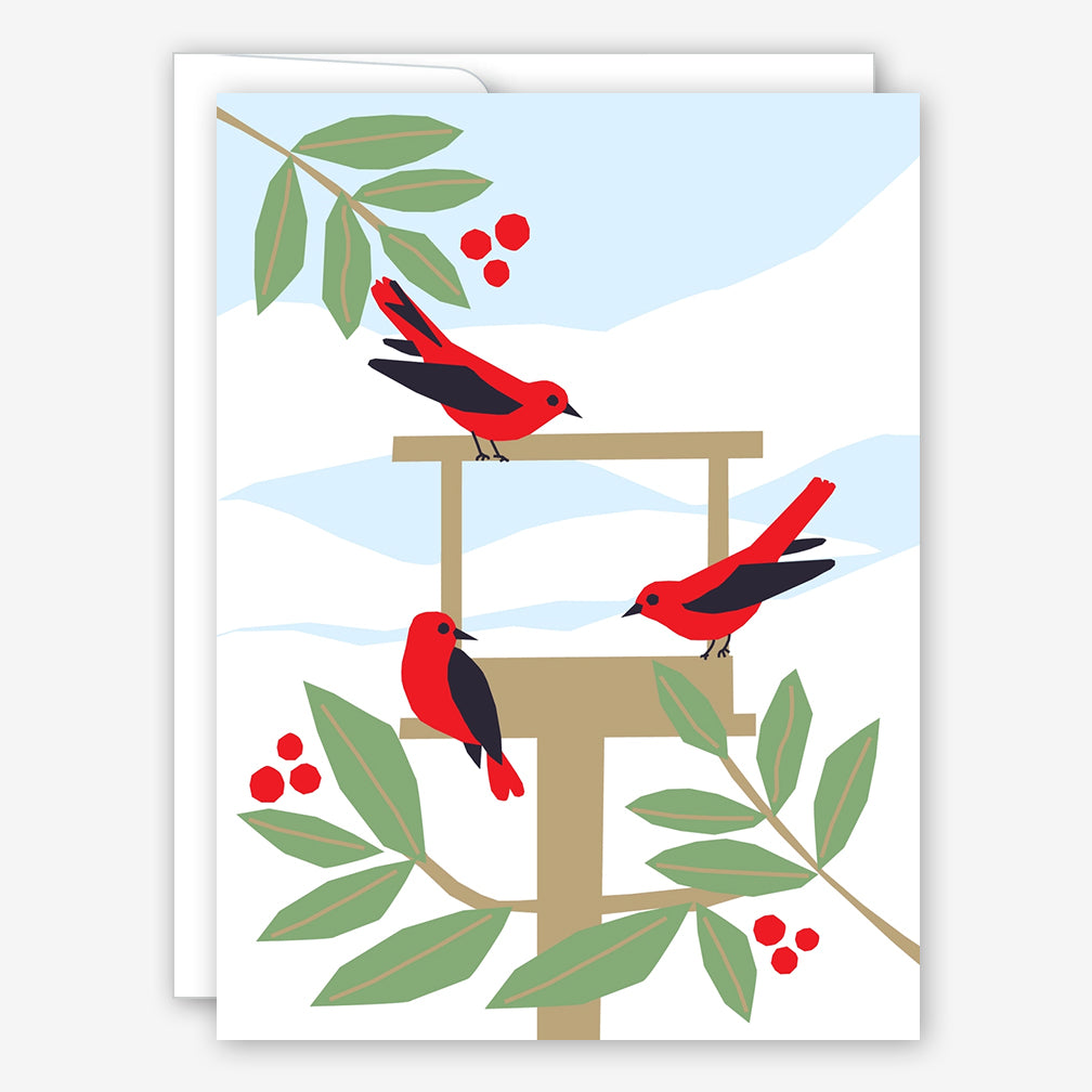 Great Arrow Christmas Card: Tanagers at Feeder