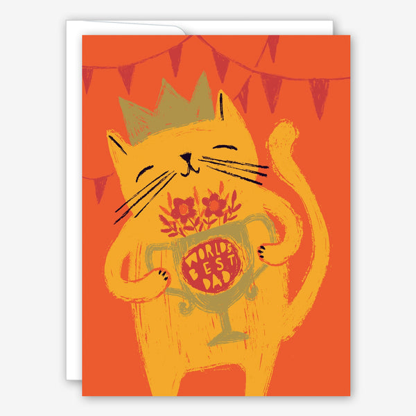 Great Arrow Father’s Day Card: Best Dad Cat with Trophy