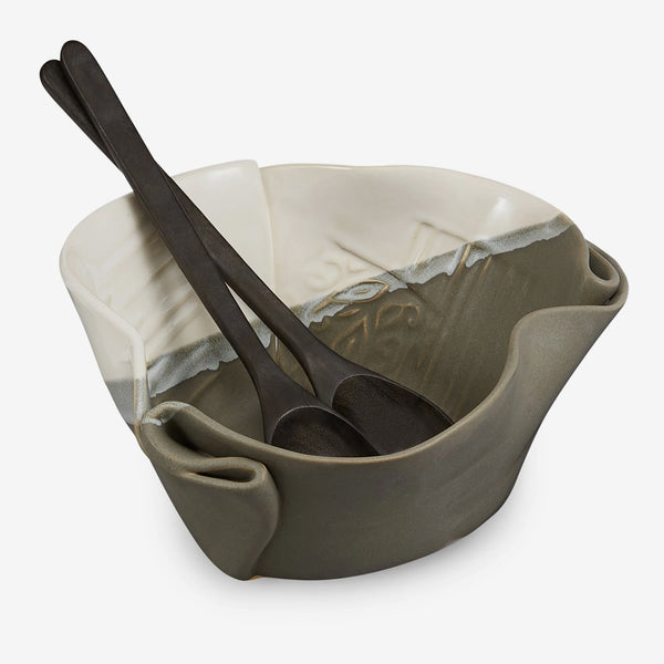 Hilborn Pottery Design: Serving Bowl for Funky Food: Grey & White