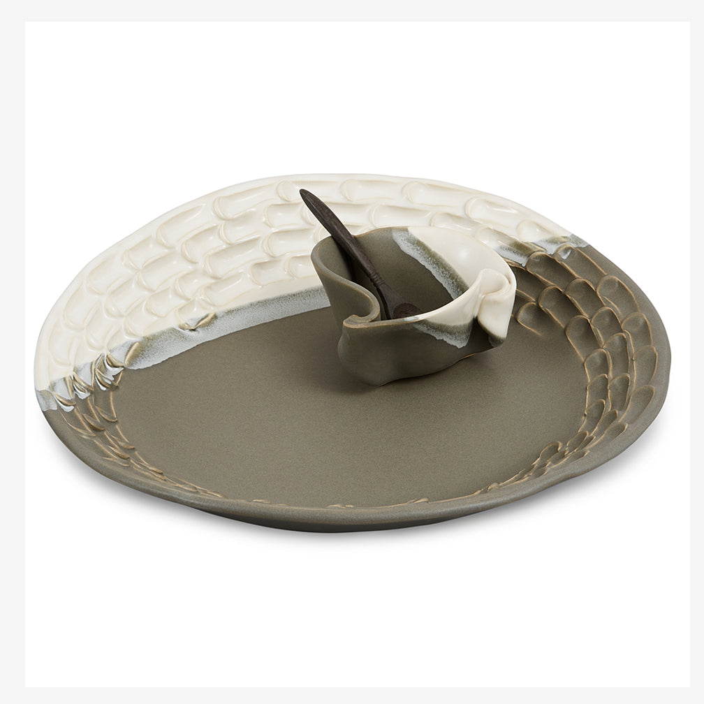 Hilborn Pottery Design: Textured Tray Set: Grey & White