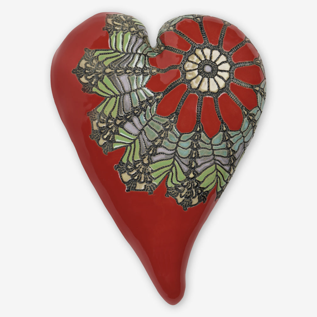 Laurie Pollpeter Eskenazi: Extra Large Heart: Daisy Heart in Red