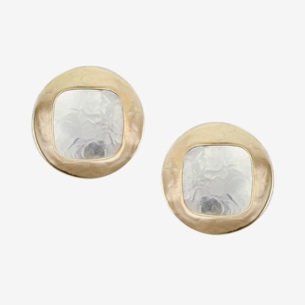 Marjorie Baer Post Earrings: Large Discs with Square Cutout