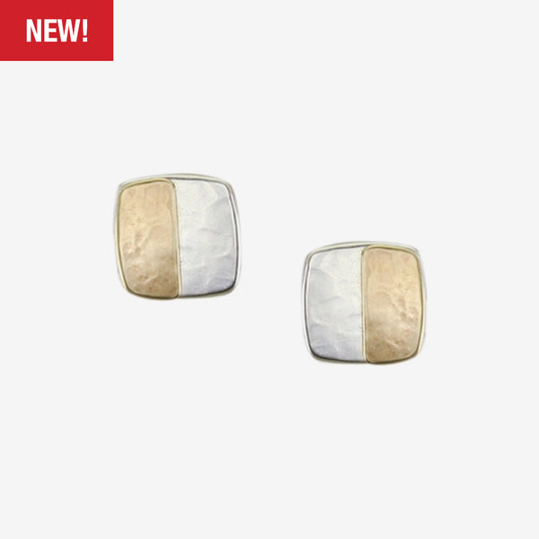 Marjorie Baer Post Earrings: Half & Half Square, Extra Small