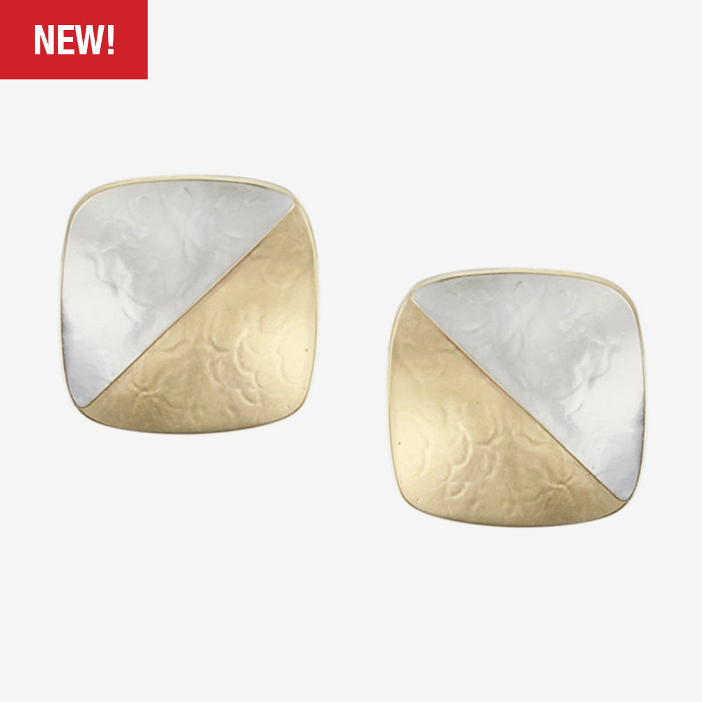 Marjorie Baer Post Earrings: Half & Half Square