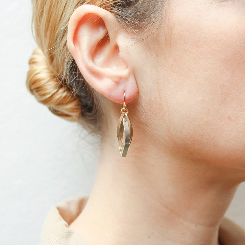 Marjorie Baer Wire Earrings: Interlocking Pointed Ribbon Hoops