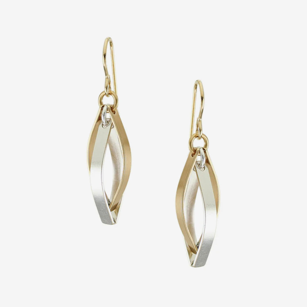 Marjorie Baer Wire Earrings: Interlocking Pointed Ribbon Hoops
