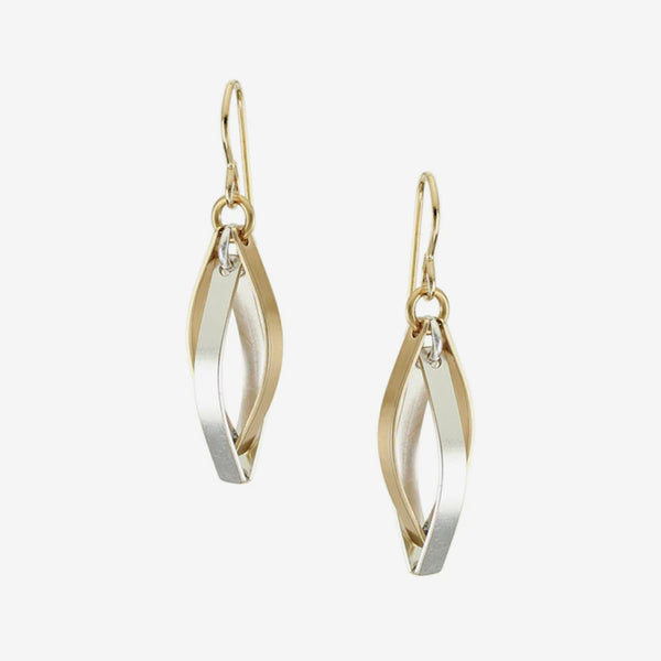 Marjorie Baer Wire Earrings: Interlocking Pointed Ribbon Hoops