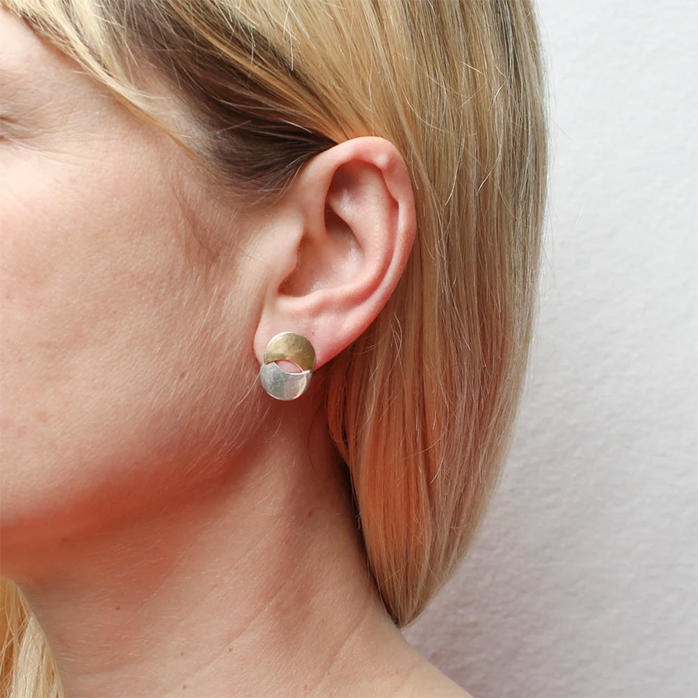 Marjorie Baer Post Earrings: Small Interlocked Crescents