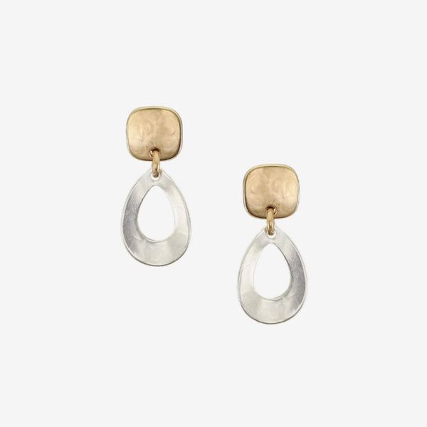 Marjorie Baer Post Earrings: Square with Dished Teardrop Frame